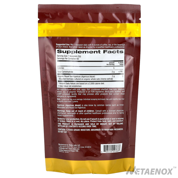 California Gold Nutrition, Fungiology&reg;, порошок із сертифікованого органічного агарика, 120 г (4,2 унції) 130832 фото