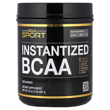 California Gold Nutrition, розчинний порошок BCAA з L-лейцином, L-ізолейцином і L-валіном, без ароматизаторів, 907 г (2 фунти) 104993 фото